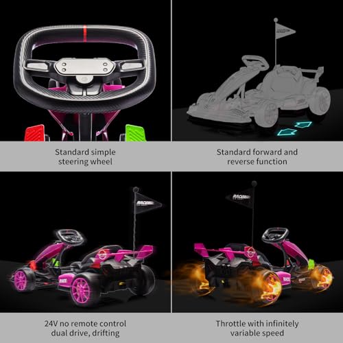 24V Electric Drift Kart for Kids with Adjustable Seat and 8.5MPH Speed Z339