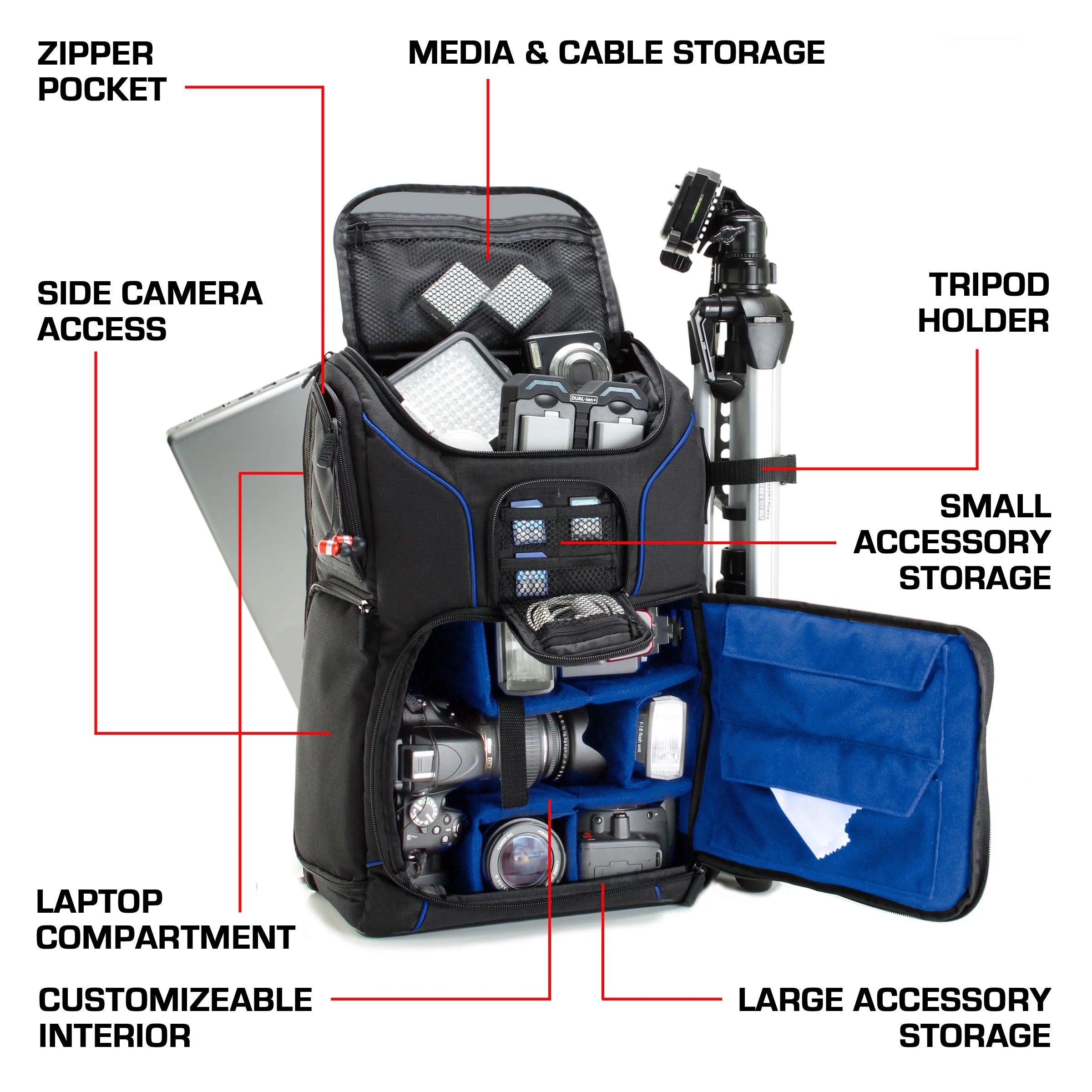 DSLR Camera Backpack with Tripod Holder and Laptop Compartment O9657