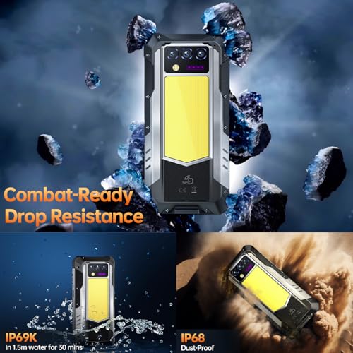 Rugged Smartphone 5G 33000mAh with Projector, 48GB+512GB Unlocked Android 14 L435