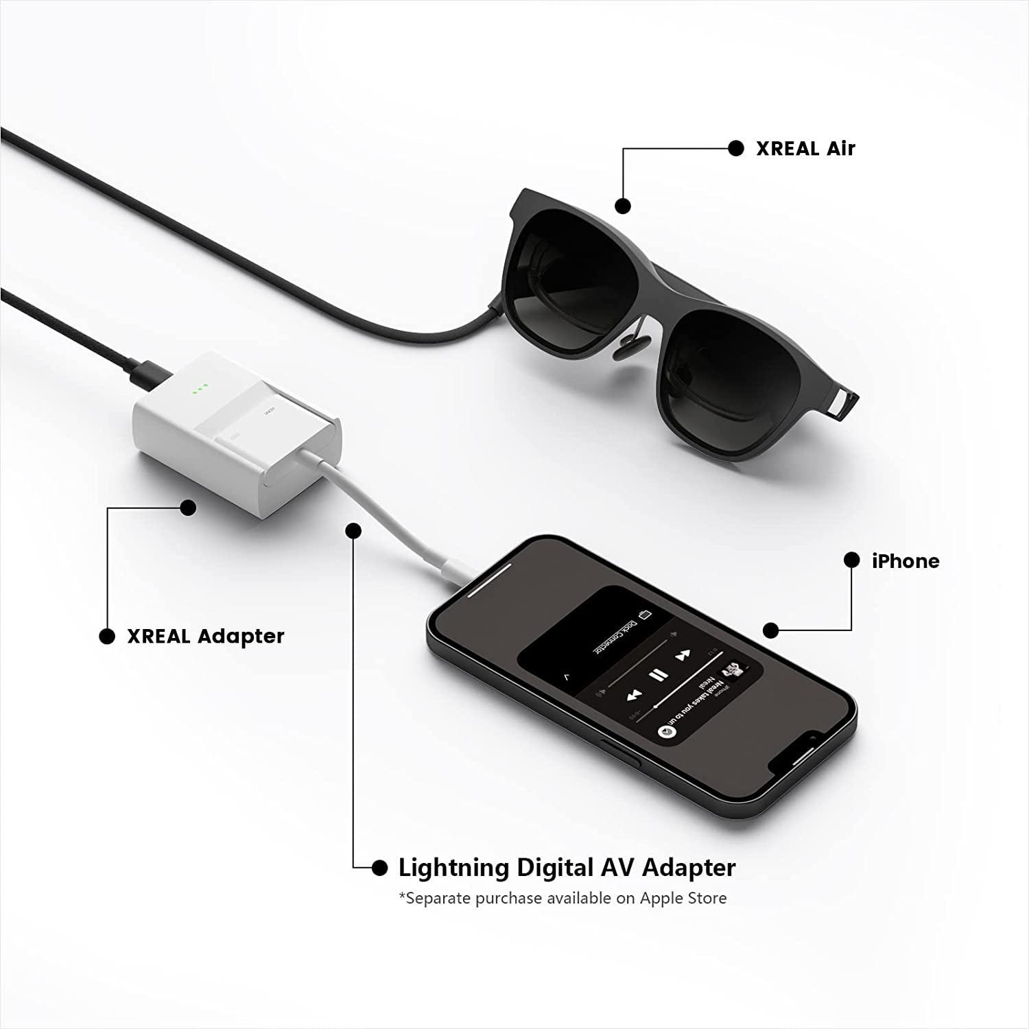 AR Glasses with Adapter Bundle, 3-Level Electrochromic Dimming, 120Hz W637851