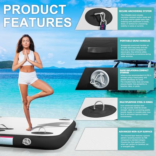 Inflatable Floating Dock Platform for Pool Beach Ocean Y75577