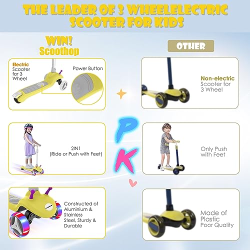Kids Electric Scooter with 3 Wheels, Adjustable Height, Anti-Slip Deck V61735