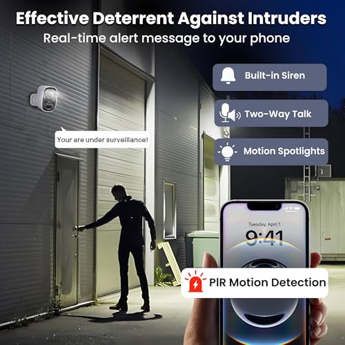 2K Wireless Outdoor Security Camera, Battery Powered, AI Motion Detection N98013