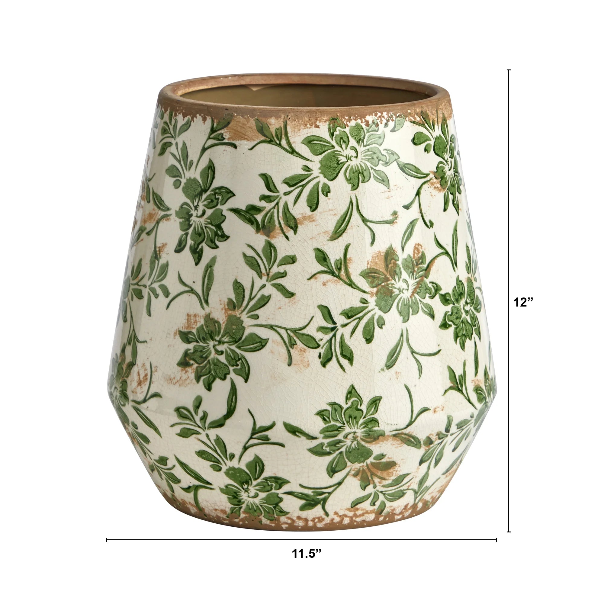 Tuscan Ceramic Green Scroll Planter X7548