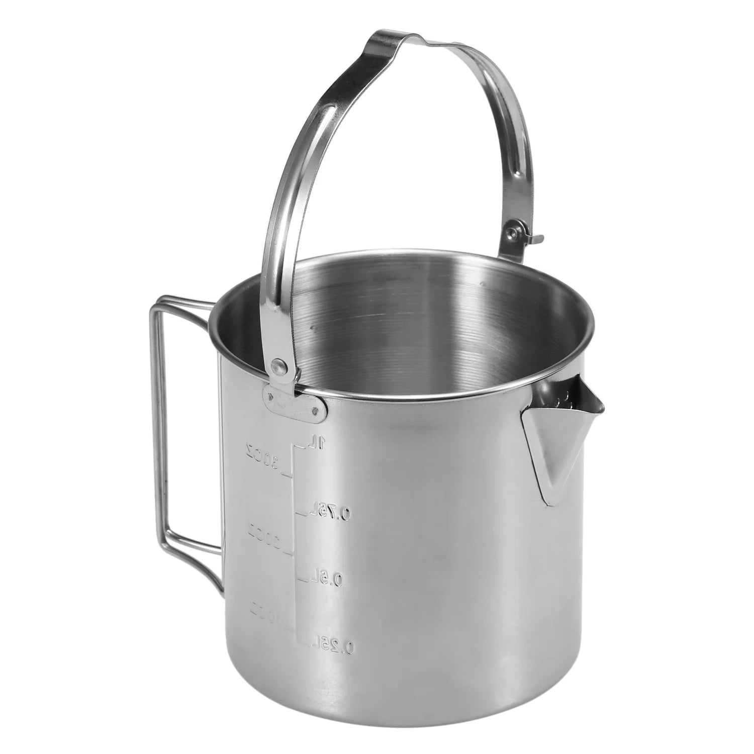 Stainless Steel Cooking Kettle Portable Camping Pot with Foldable Handle M4902