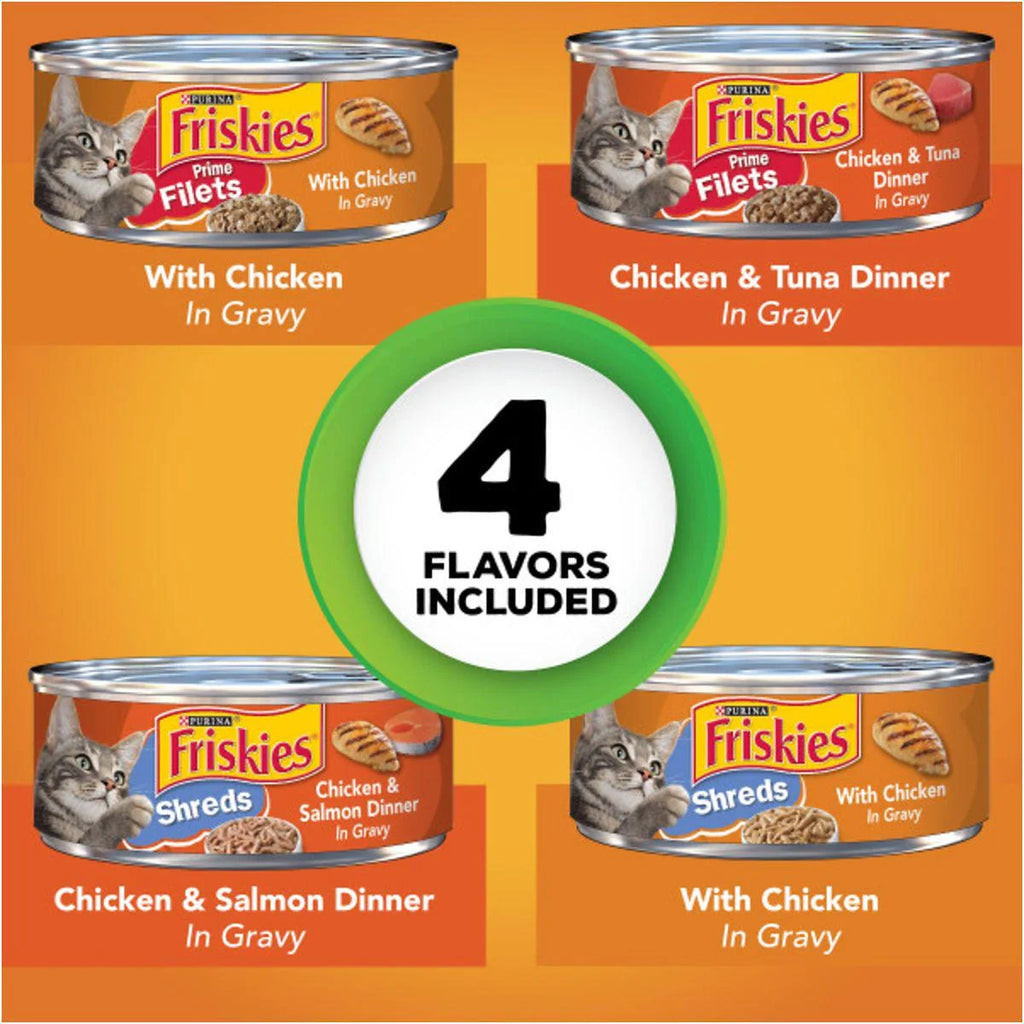 Wet Cat Food Variety Pack, Chicken Tuna Salmon in Gravy, 5.5 oz Can, Pack of 32 Z1803