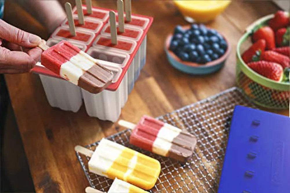 Ice Pop Maker - Frozen Popsicle Mold Kit with 10 BPA Free Molds and 50 Wood Sticks Y372844