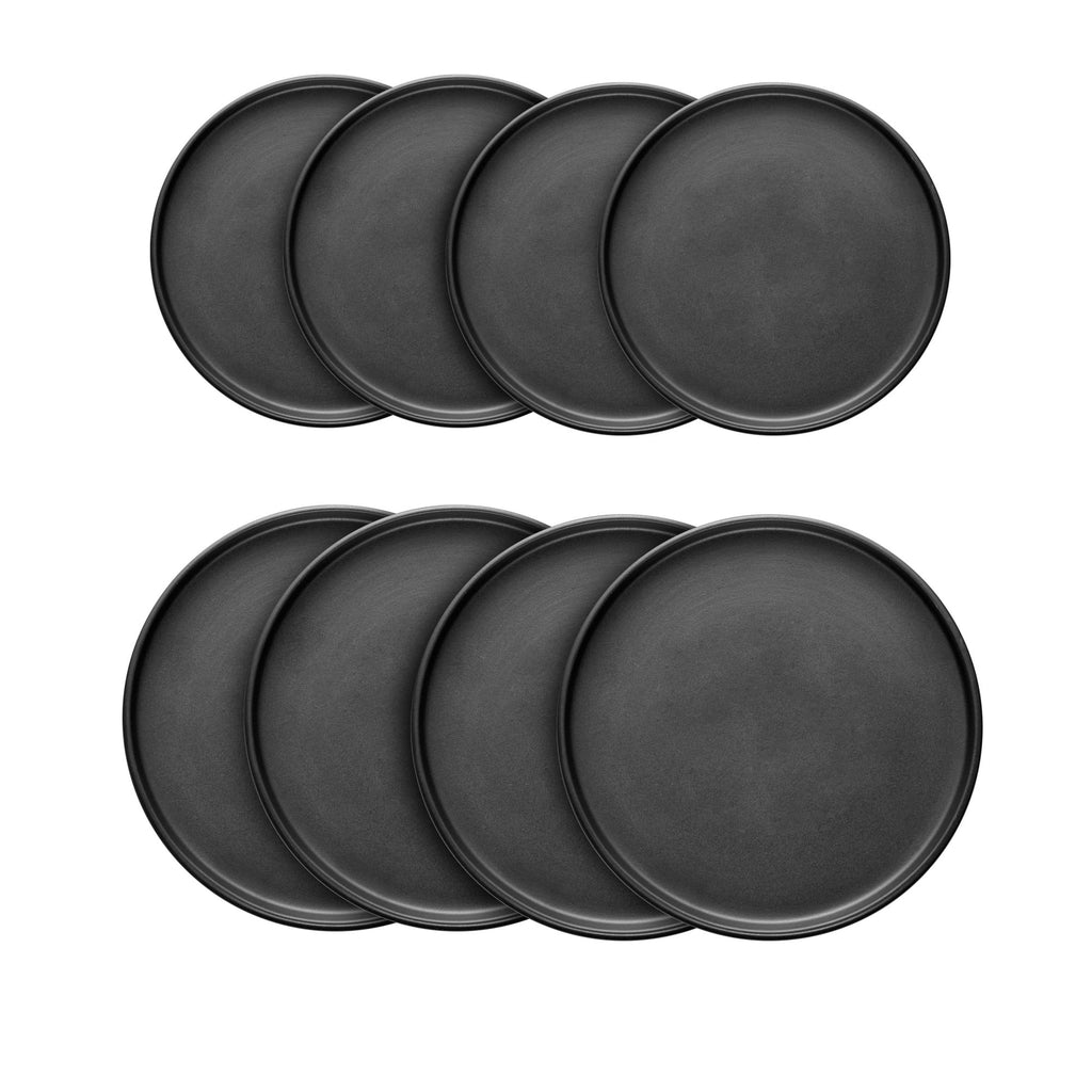 16 Piece Stoneware Dinnerware Set, Service for 4, Black Matte H17234
