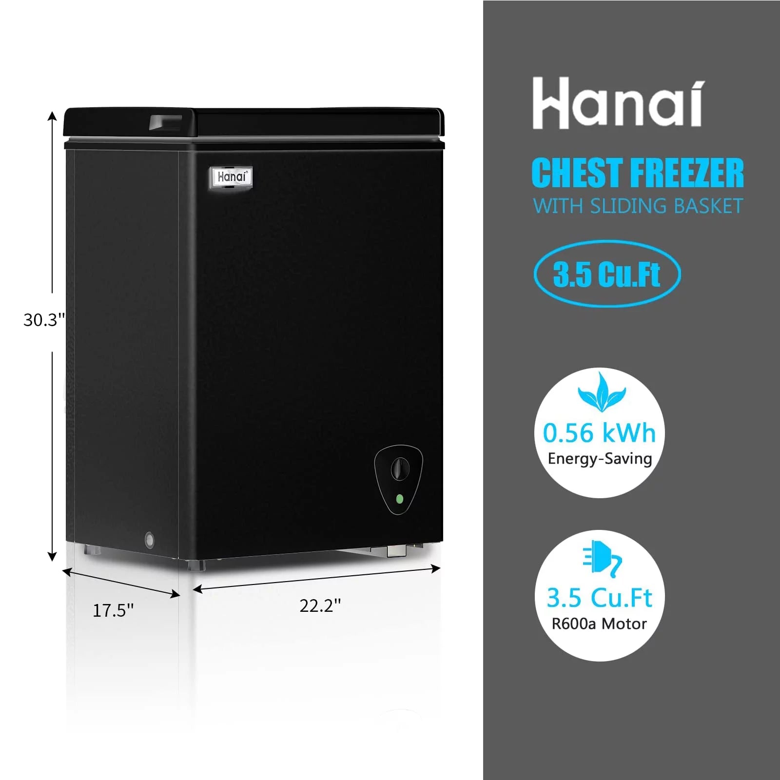 Compact Chest Freezer with Removable Storage Basket Z9971