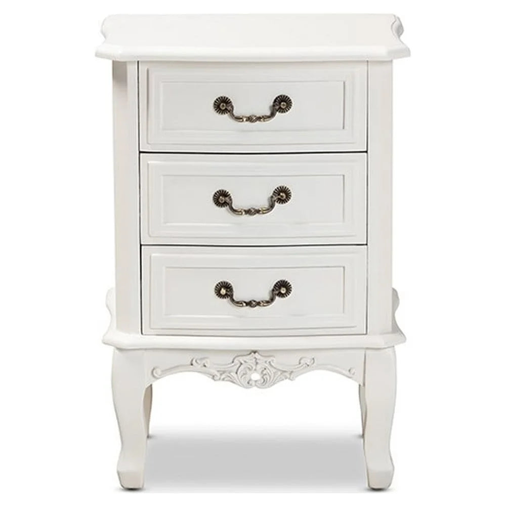 French Country 3-Drawer Wood Nightstand Q41323