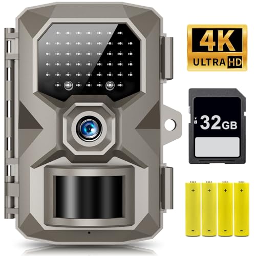 Trail Camera, 4K 48MP Trail Game Camera with Night Vision 0.1s Trigger Motion Activated, IP66 Waterproof Game Cam 130°Wide Angle with 48pcs No Glow LEDs for Outdoor Wildlife Monitoring