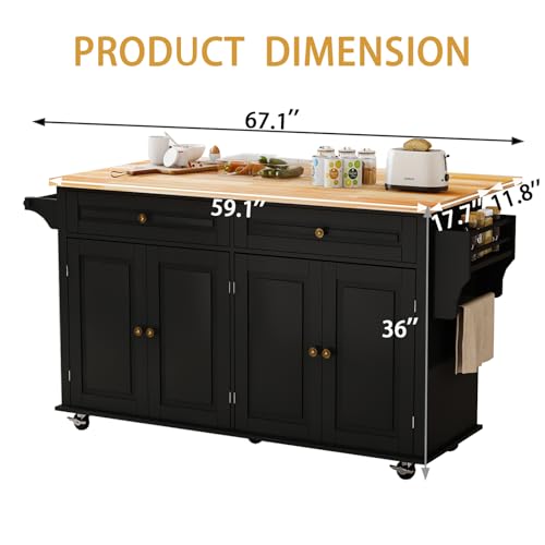 Movable Kitchen Island with Drop Leaf and Power Outlet J472