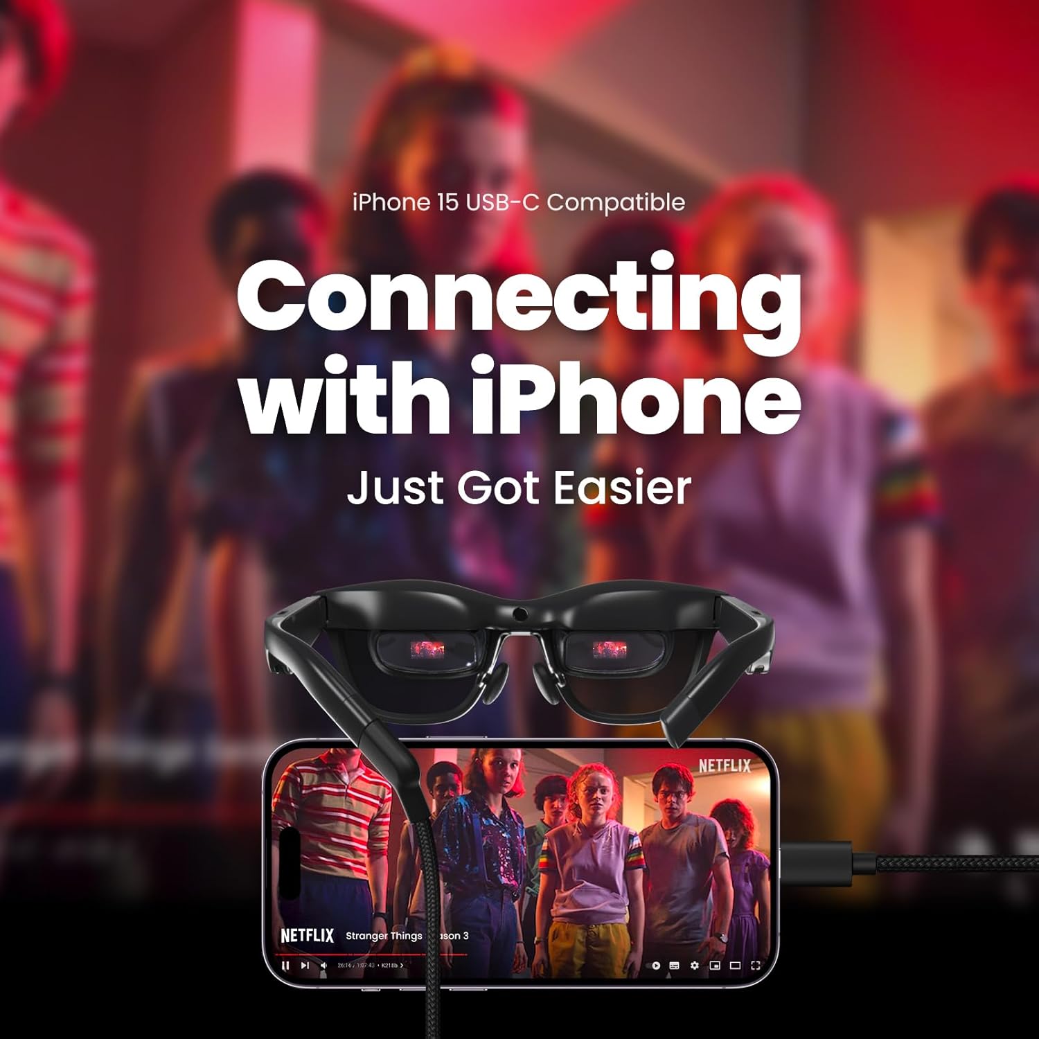 AR Glasses with Wearable Display, 120Hz 1080P, for Gaming and Streaming J308310