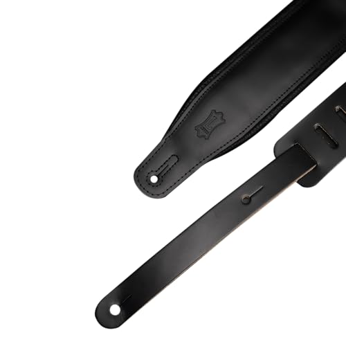 3" Wide Leather Guitar Strap with Foam Padding, Black L93354