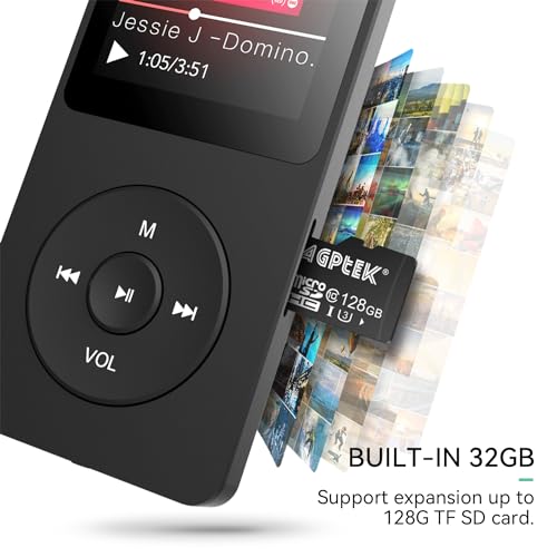 MP3 Player with Bluetooth 5.3, 1.8 Inch Screen, FM Radio, Voice Recorder I138