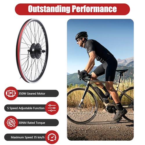 26" Electric Bike Conversion Kit, 350W 36V Front Wheel Motor with LCD Display D4826