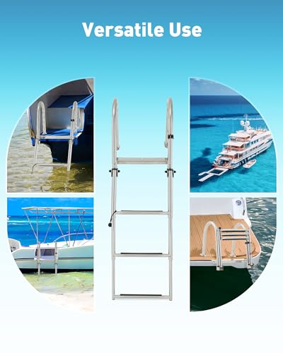 3 Step Telescoping Boat Ladder with Nonslip Steps, 400lb Capacity G2534