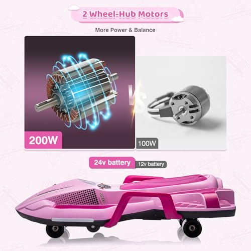 24V Electric Ride On Toy for Kids, Drift Cart with Side Handlebars, LED Lights & Music D29191