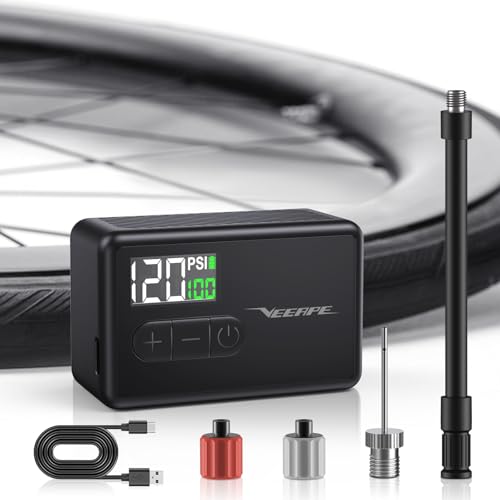 Portable Electric Bicycle Pump, 120PSI, Type-C Rechargeable, Presta & Schrader Valves A866982