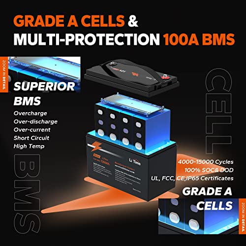 12V 100Ah LiFePO4 Battery Group 31 with Built-in 100A BMS N133