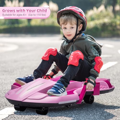 24V Electric Ride On Toy for Kids, Drift Cart with Side Handlebars, LED Lights & Music D29191