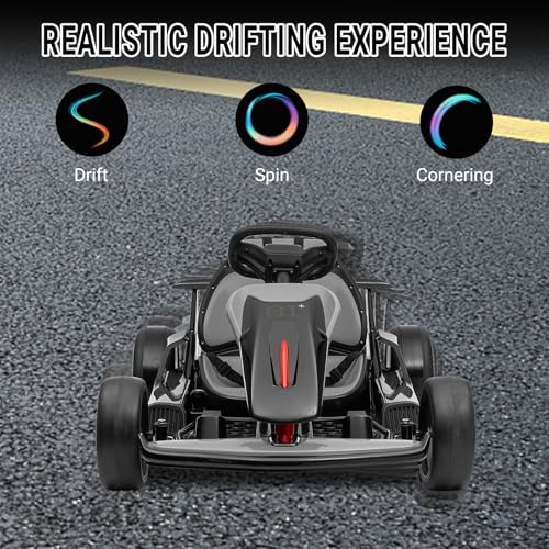 Kids Go Kart, 24V Electric Drift Car with Dual 200W Motors, 2-Speed, White B188186