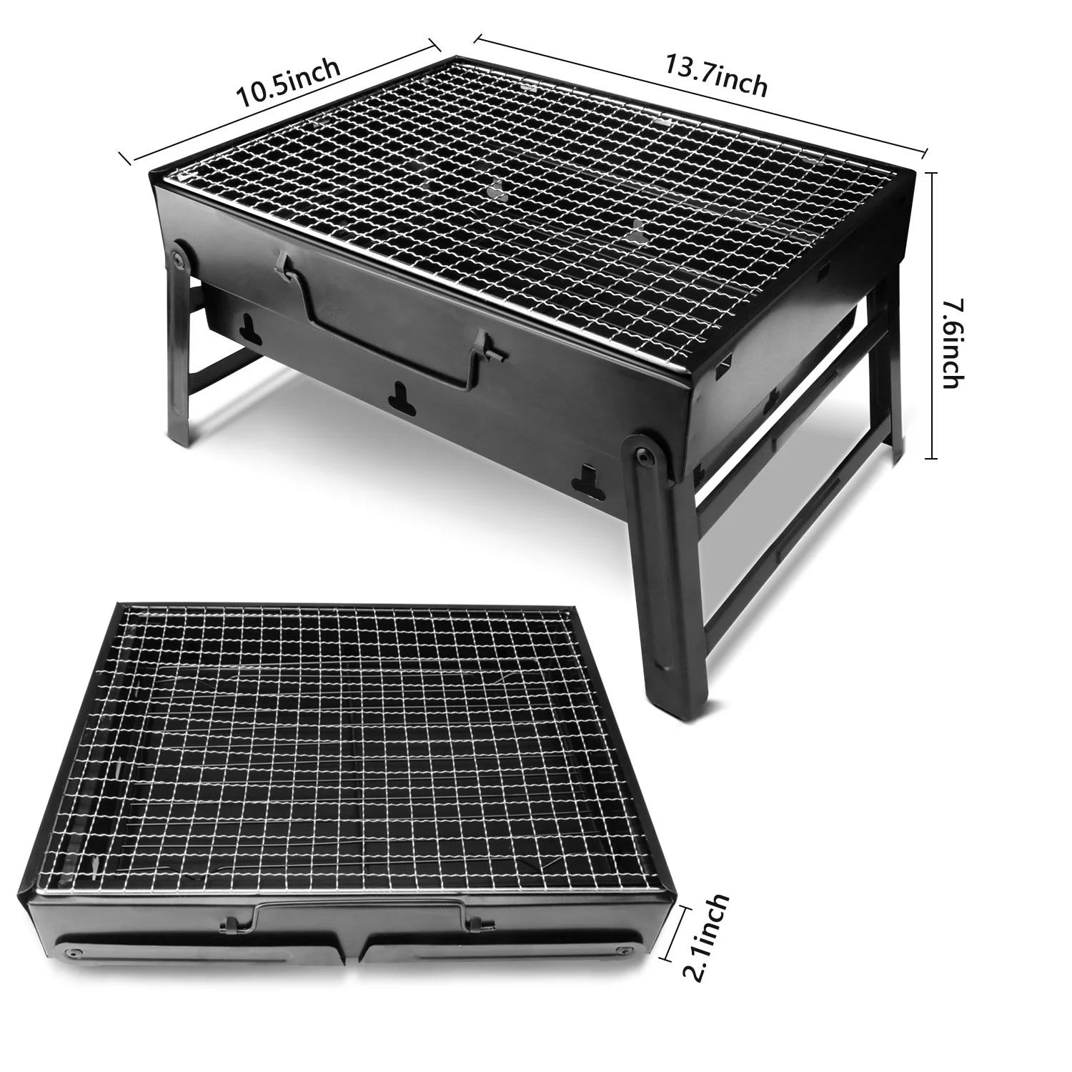 Foldable BBQ Charcoal Grill, Portable Stainless Steel Tabletop Barbecue Y8667