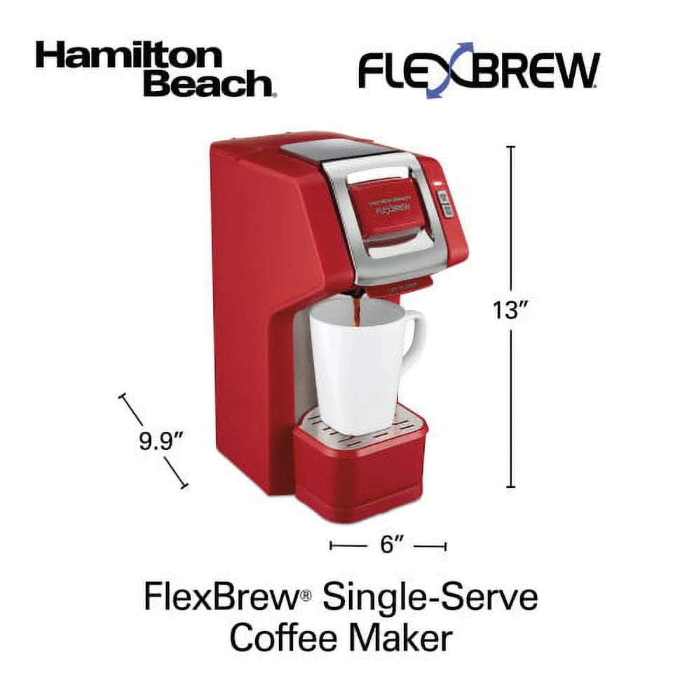 Single-Serve Coffee Maker for Pods or Ground Coffee, Red T20565