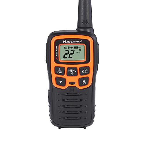 Spotting and Recovery Walkie-Talkie Long Range FRS Two Way Radio for Kids Caravanning with NOAA Weather Alert, 38 Privacy Codes, Black Orange 2 Pack L626895