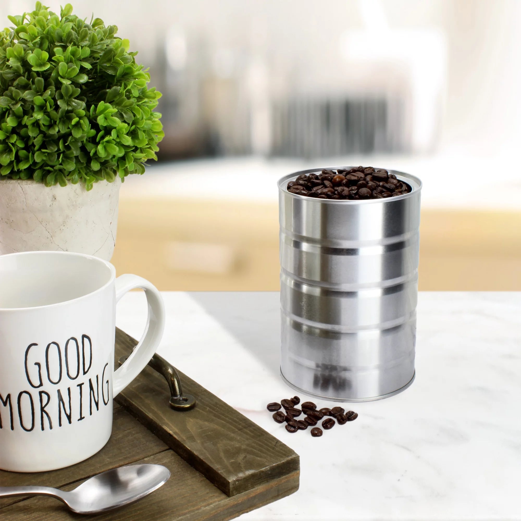 Metal Coffee Cans for Kitchen Storage and Crafts (4-Pack) Y155