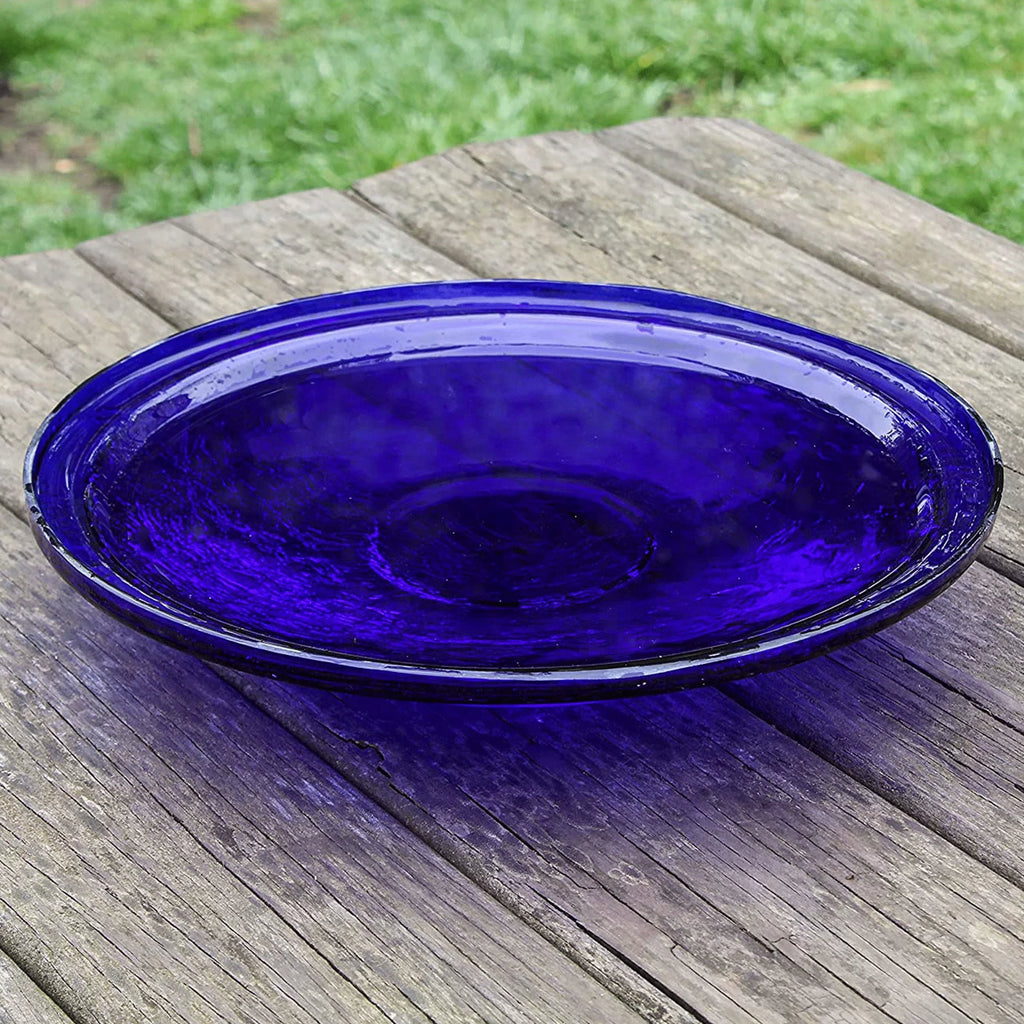 Crackle Glass Bowl and Birdbath Decoration, Cobalt Blue G480866