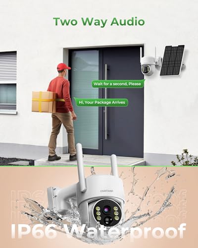 Solar Security Cameras Wireless Outdoor with 10" Monitor, 2K Color Night Vision, 2-Way Audio C3117