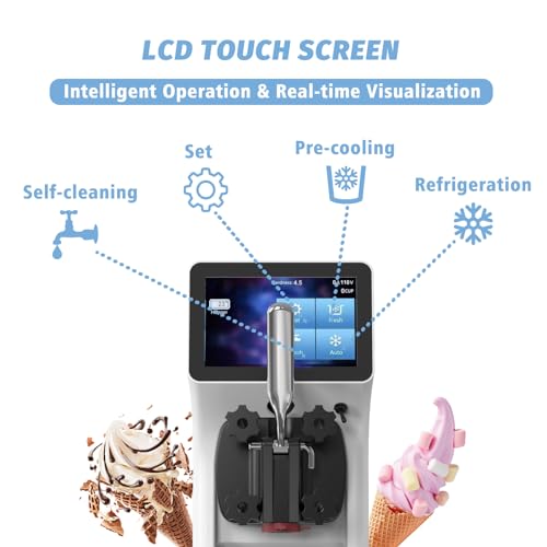 Soft Serve Ice Cream Machine 1000W with Pre-Cooling and Auto Clean O638025