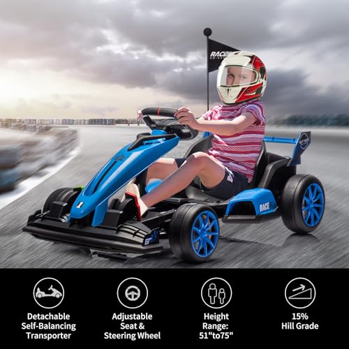 24V Electric Drift Kart for Kids with Adjustable Seat and 8.5MPH Speed Z339