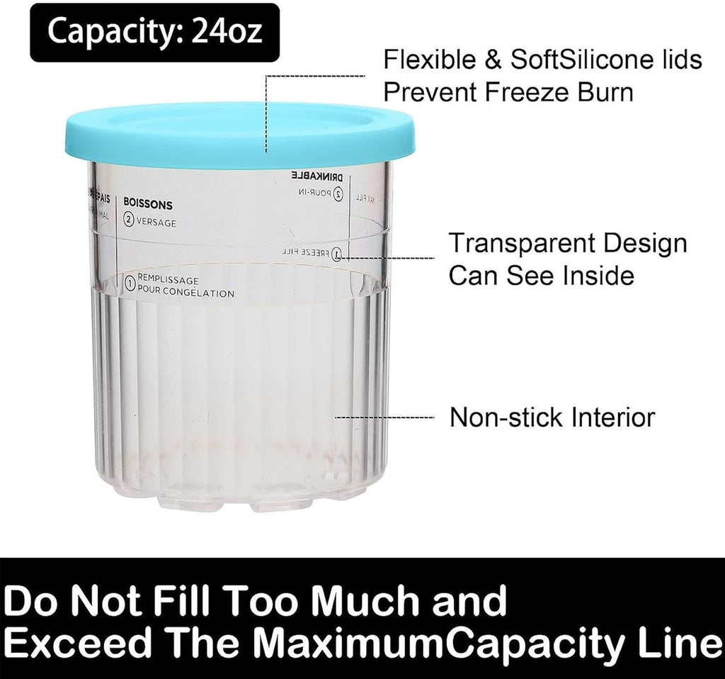 24 oz Ice Cream Maker Pints, BPA-Free, Dishwasher Safe N843893