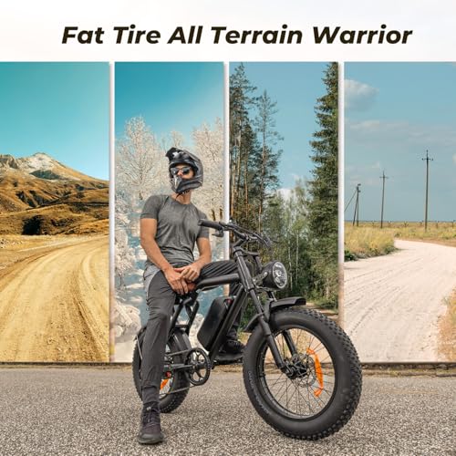 Moped-Style Ebike, 1500W, 31-33 MPH, 40-75 Miles Range, 20" Fat Tire, All-Terrain Y48215