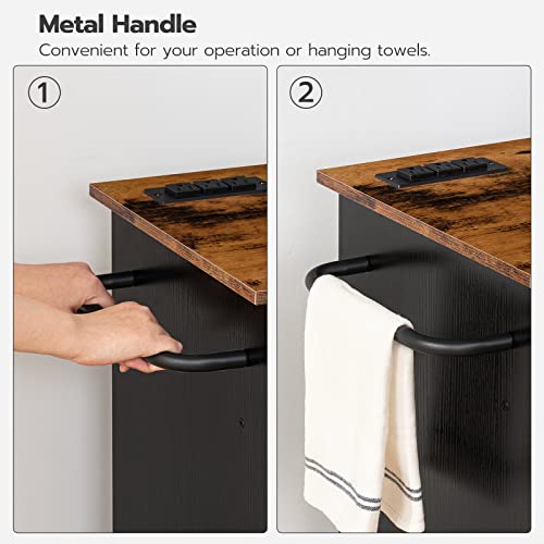 Kitchen Island with Power Outlet and Spice Rack on Wheels D759355