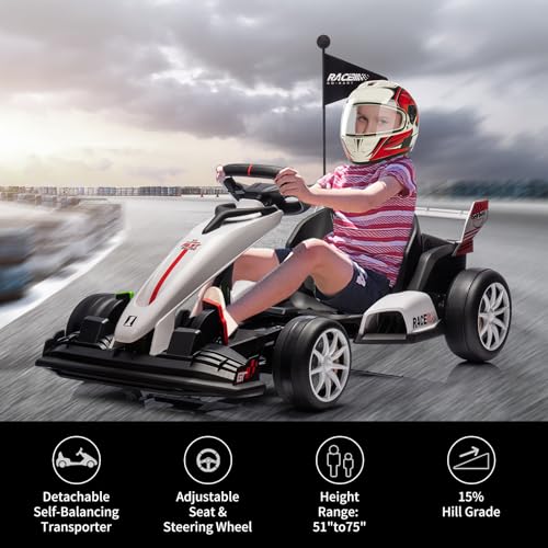 24V Electric Drift Kart for Kids with Adjustable Seat and 8.5MPH Speed Z339