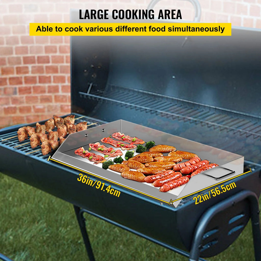 Stainless Steel Flat Top Griddle with Handles and Grease Groove P9122