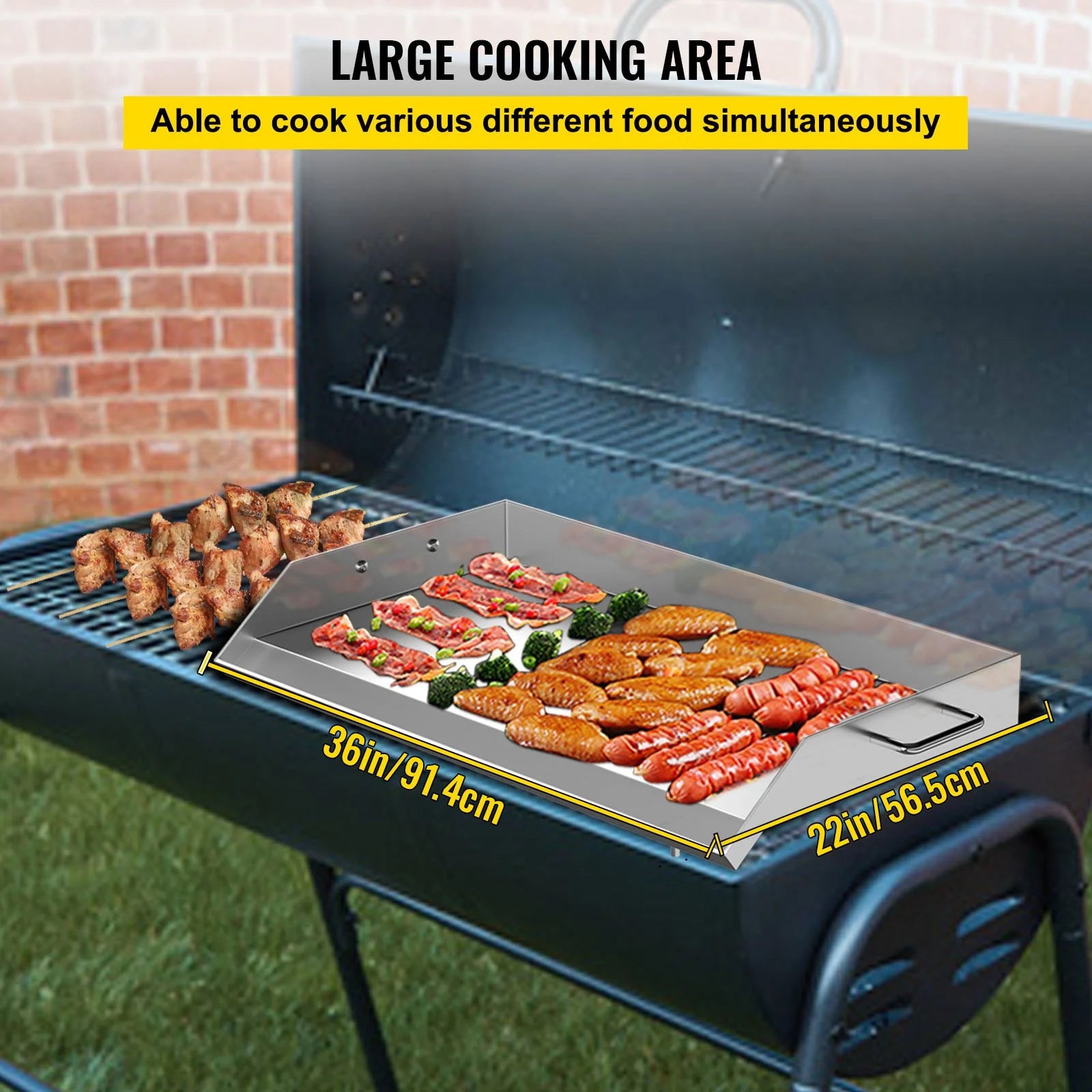 Stainless Steel Flat Top Griddle with Handles and Grease Groove P9122
