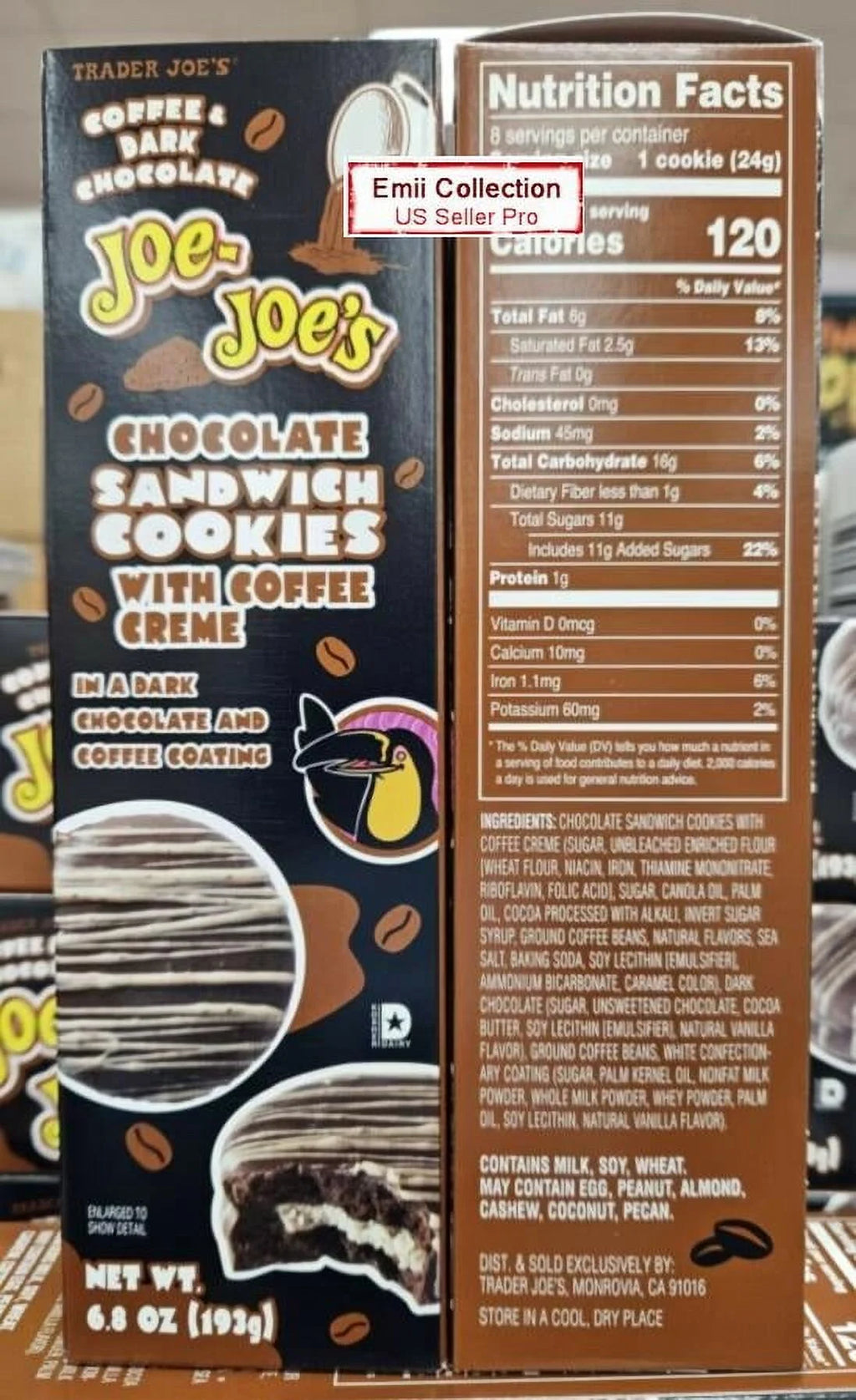 Coffee & Dark Chocolate Sandwich Cookies 6.8oz (2 Boxes) I10970