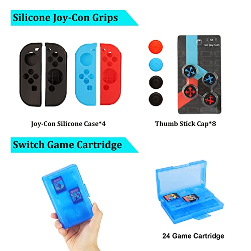 Switch Accessories Bundle with Carrying Case, Steering Wheels, Screen Protectors, Charging Dock V993