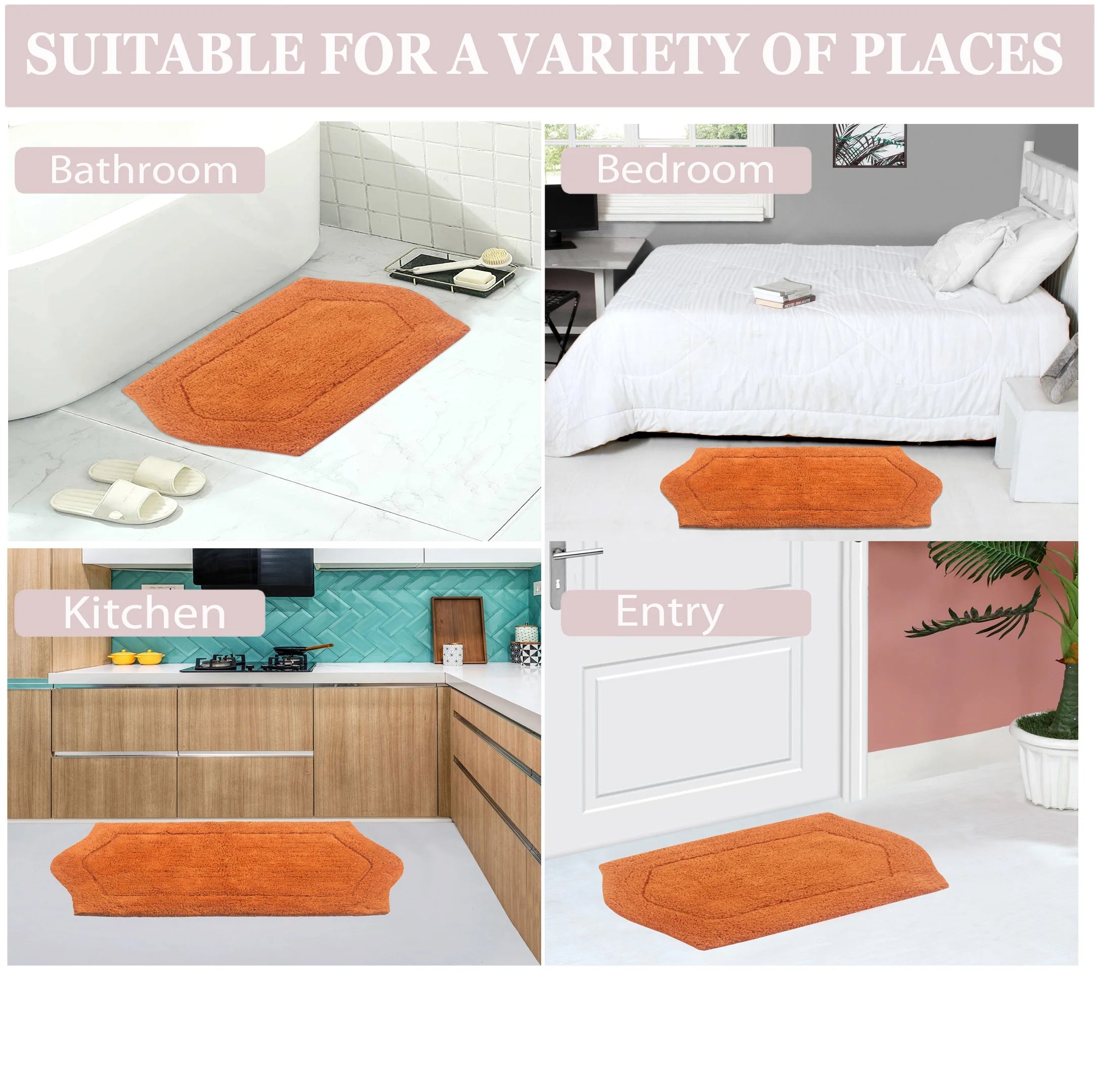 100% Cotton Tufted Bath Rug, Non-Slip Plush Bathroom Carpet, 22" Round W3882