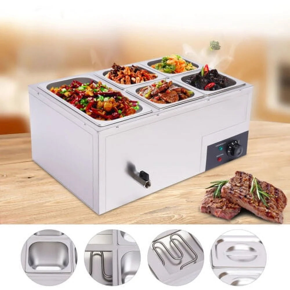 Stainless Steel Electric Food Warmer with 5 Pans B639802