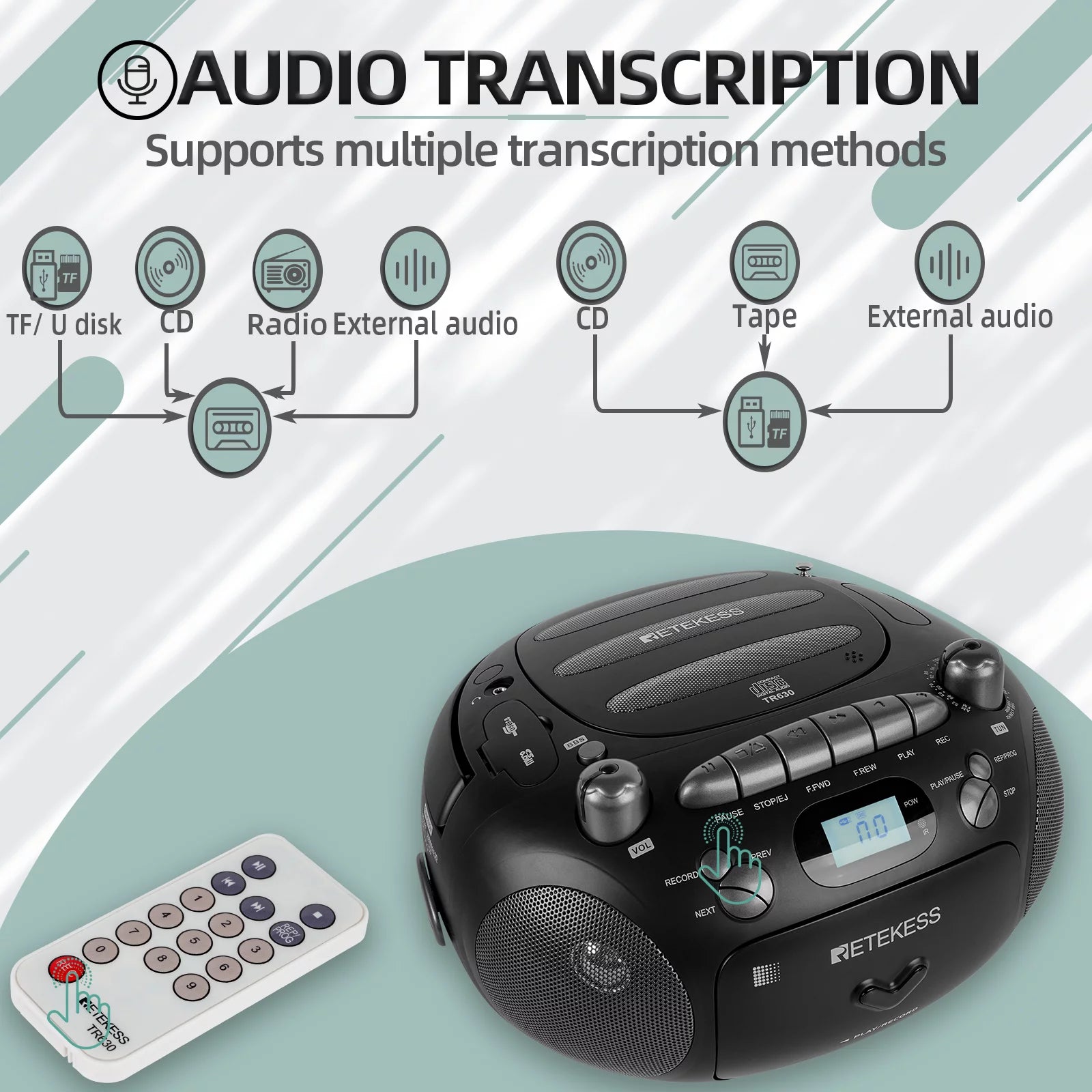 CD and Cassette Player Combo, Portable Boombox with AM FM Radio, MP3, USB, Micro SD X73185