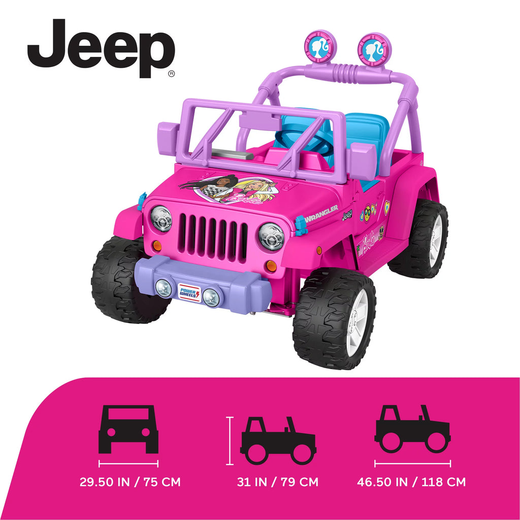 Barbie Jeep Wrangler Ride-On Toy with Music F399088
