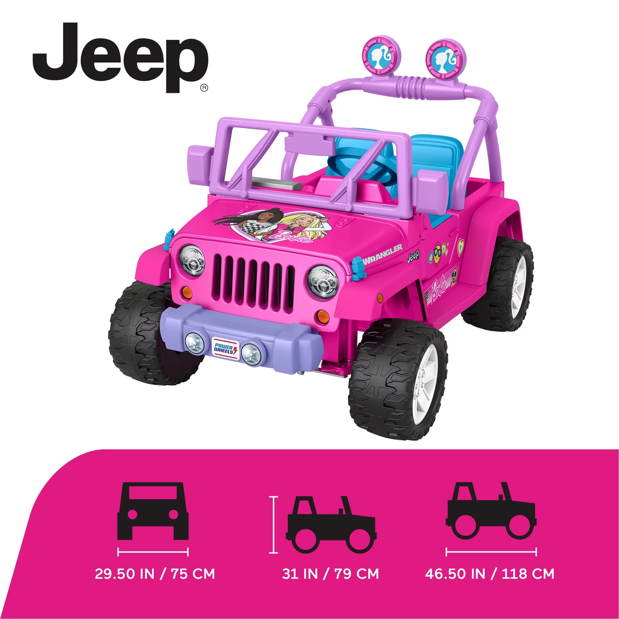 Barbie Jeep Wrangler Ride-On Toy with Music F399088