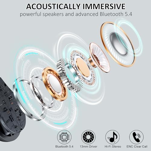 Wireless Earbuds Bluetooth 5.4 with Noise Cancelling Mic, IP7 Waterproof for Running Z469
