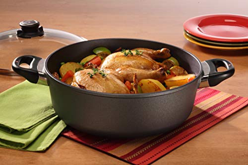 Nonstick Diamond Coated Aluminum Braiser with Lid, Dishwasher and Oven Safe, Grey O257057