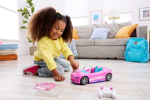 Remote-Control Pink Convertible Toy Car for Dolls X542611